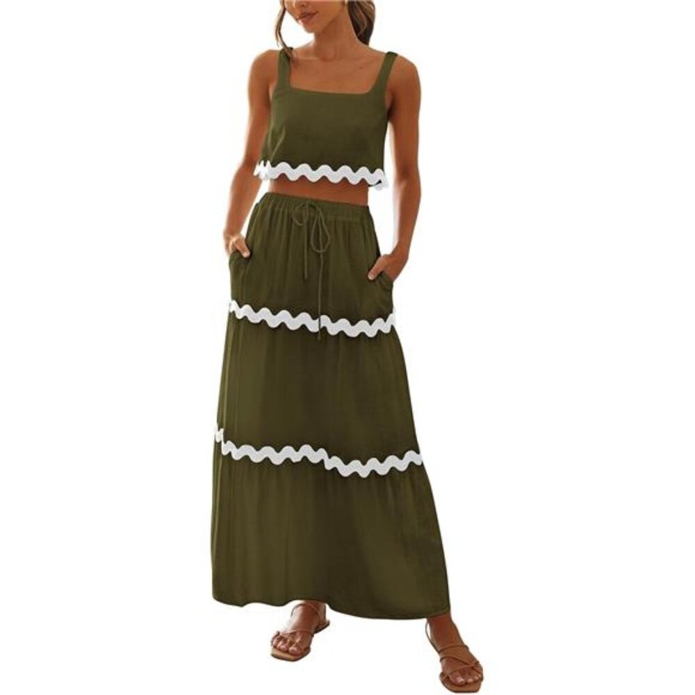 NEW Women's 2-Piece Summer Beach Outfit – Sleeveless Cropped